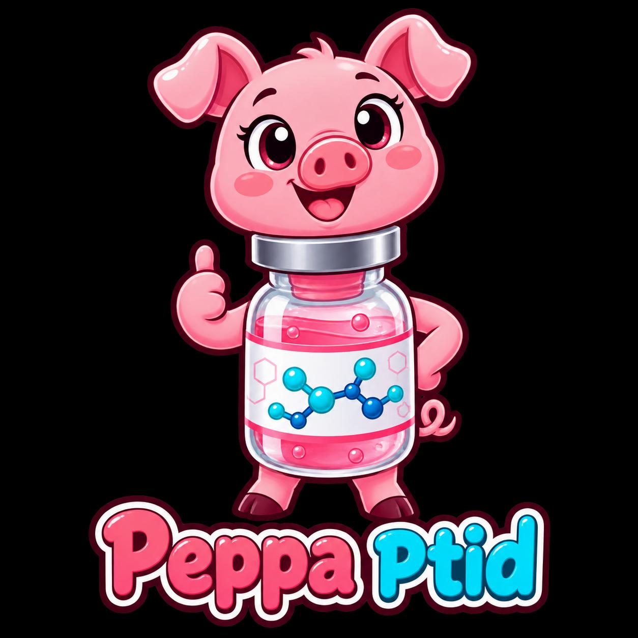 Peppaptid Maskottchen – ein Schwein im Forschungsvial
